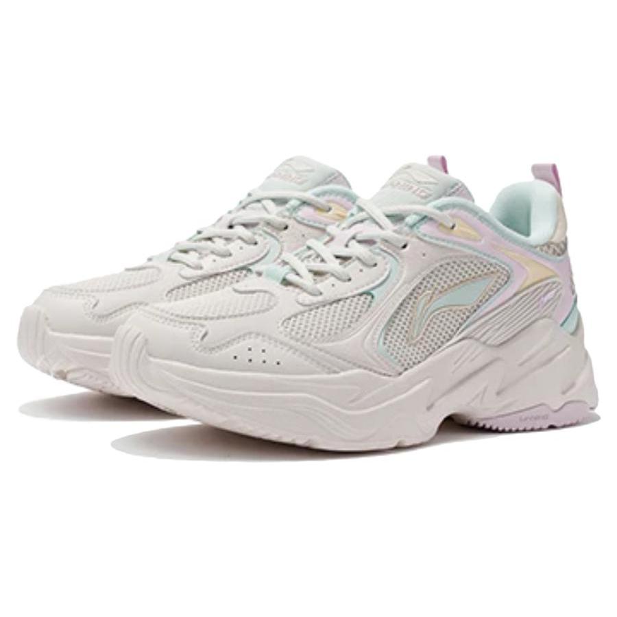 New LiNing Cushioning Slip Resistant Breathable Rebound Low Top Casual Running Shoes Women's White Pink ARLS008-4