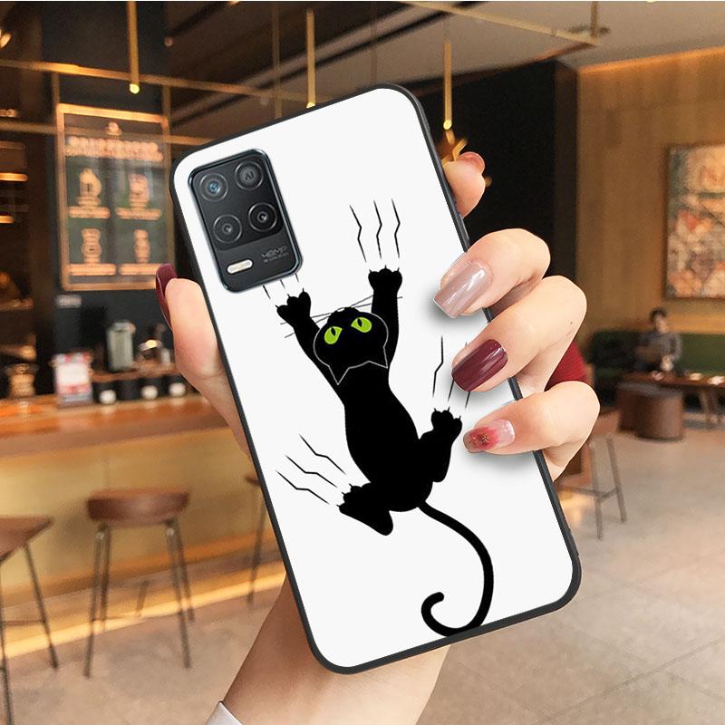 Black Cat Case for OPPO Realme GT 2 Pro X2 Pro XT C25S 8 7 6 Pro 6i Realme GT Master C3 C21 C21Y C11 X3 SuperZoom