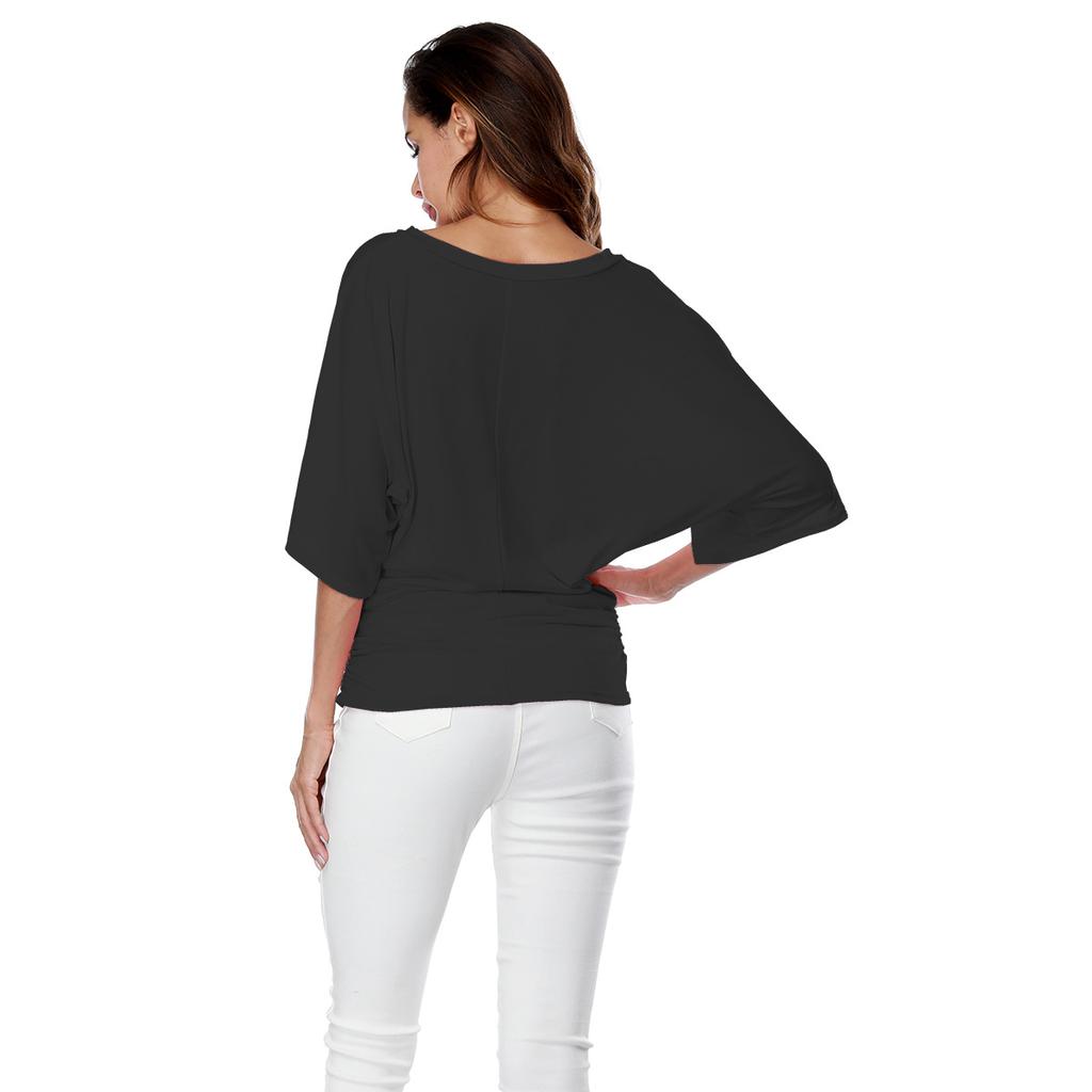 Women's T-shirt Plus Size Loose Bat Sleeve V-neck T-shirt Short Sleeve Tops