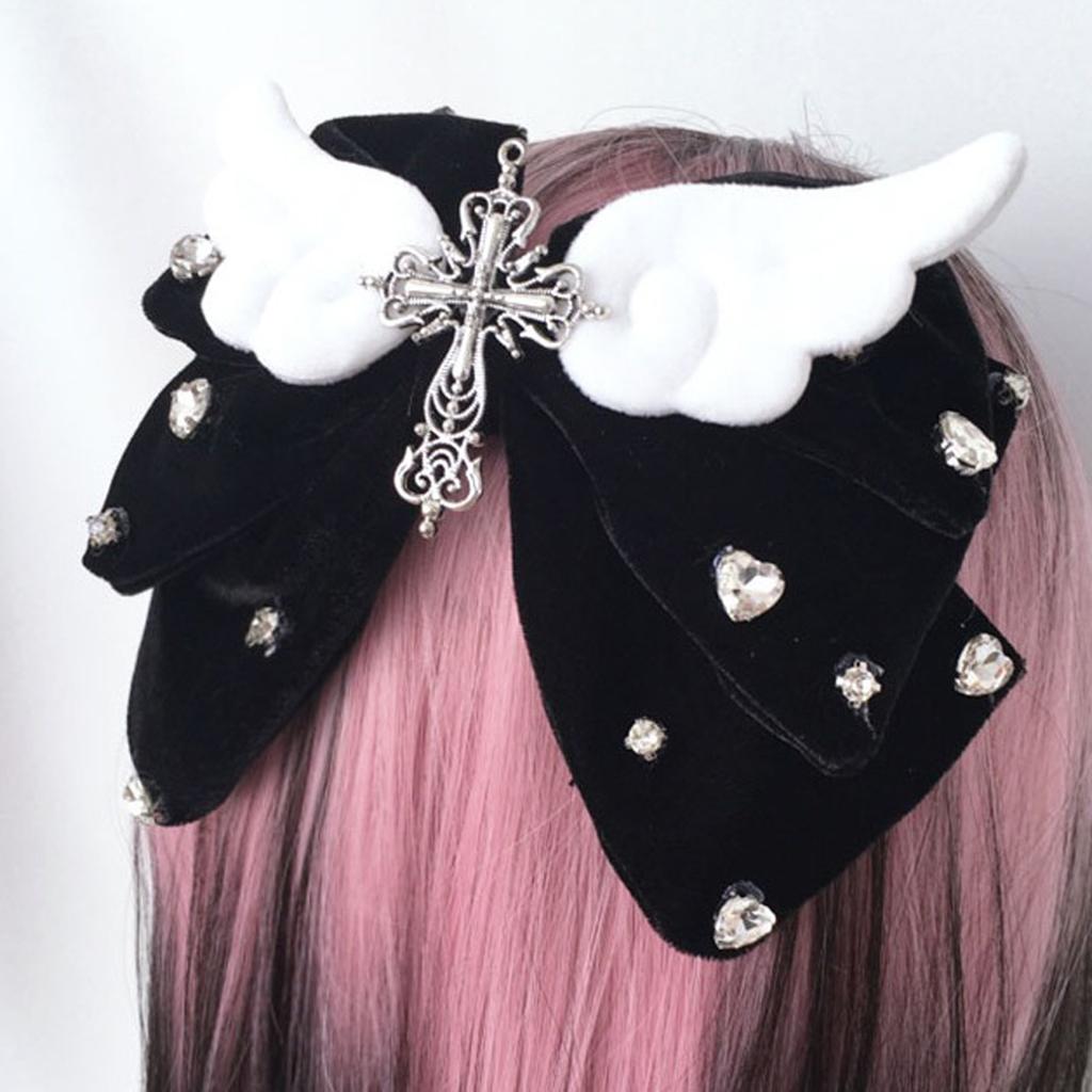 Pinces à Cheveux Arbalètes Ailes d'Ange avec Strass Postiches Accessoires de Cheveux pour Fêtes de Style Gothique et Vintage