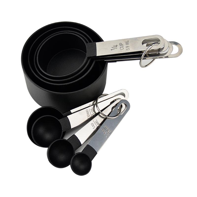 Black 10-Piece Plastic Measuring Tools Set: Spoons, Cups, and Bowls for Kitchen Baking