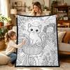 Kids Coloring Blanket Family DIY Painting Activity Gift Animal Themed Soft Throw