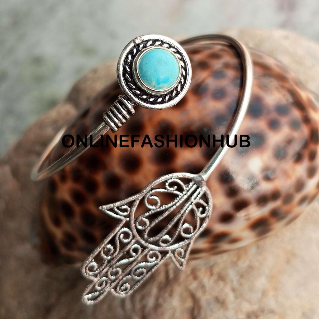 Larimar Gemstone 925 Sterling Silver Plated Designer Cuff Bangle Jewelry NST-CB12