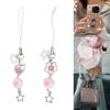 Cute Acrylic Beaded Keychain Cat Paw Pendant Keyring Card Book Mobile Phone Charm Lightweight Key Chain Ornament
