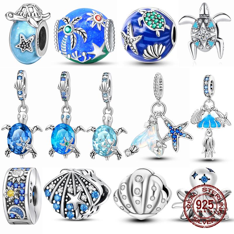 Copper Ocean Theme Turtle Octopus Seashells Charms Beads Fit Original Bracelets Diy Jewelry Making Women