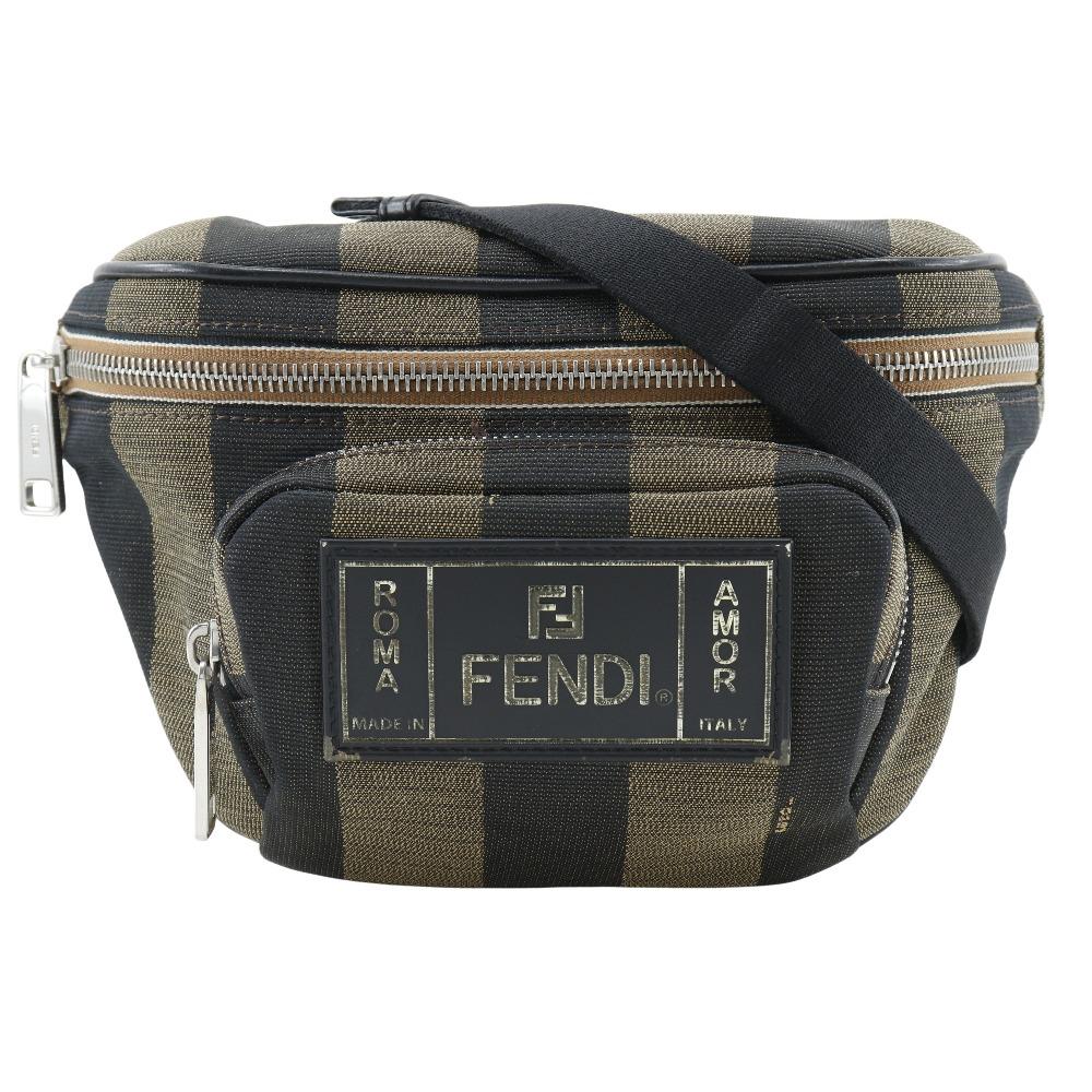 

FENDI Pecan Stripe Waist bag 7VA446 body bag Brown Nylon canvas unisex Used