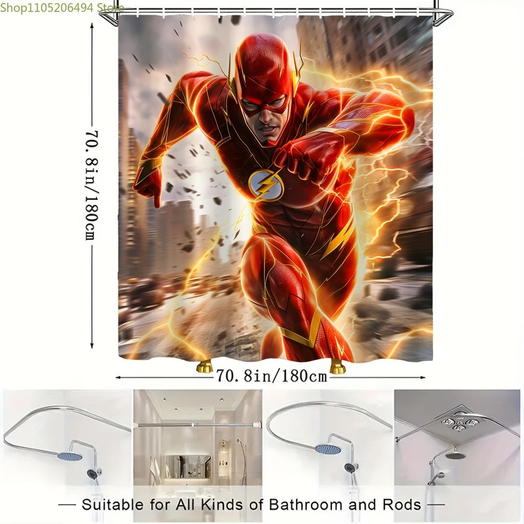 A Warner Bros. Themed Bathroom Set Including a Shower Curtain Made of Machine-Washable Polyester Featuring Designs from Animat