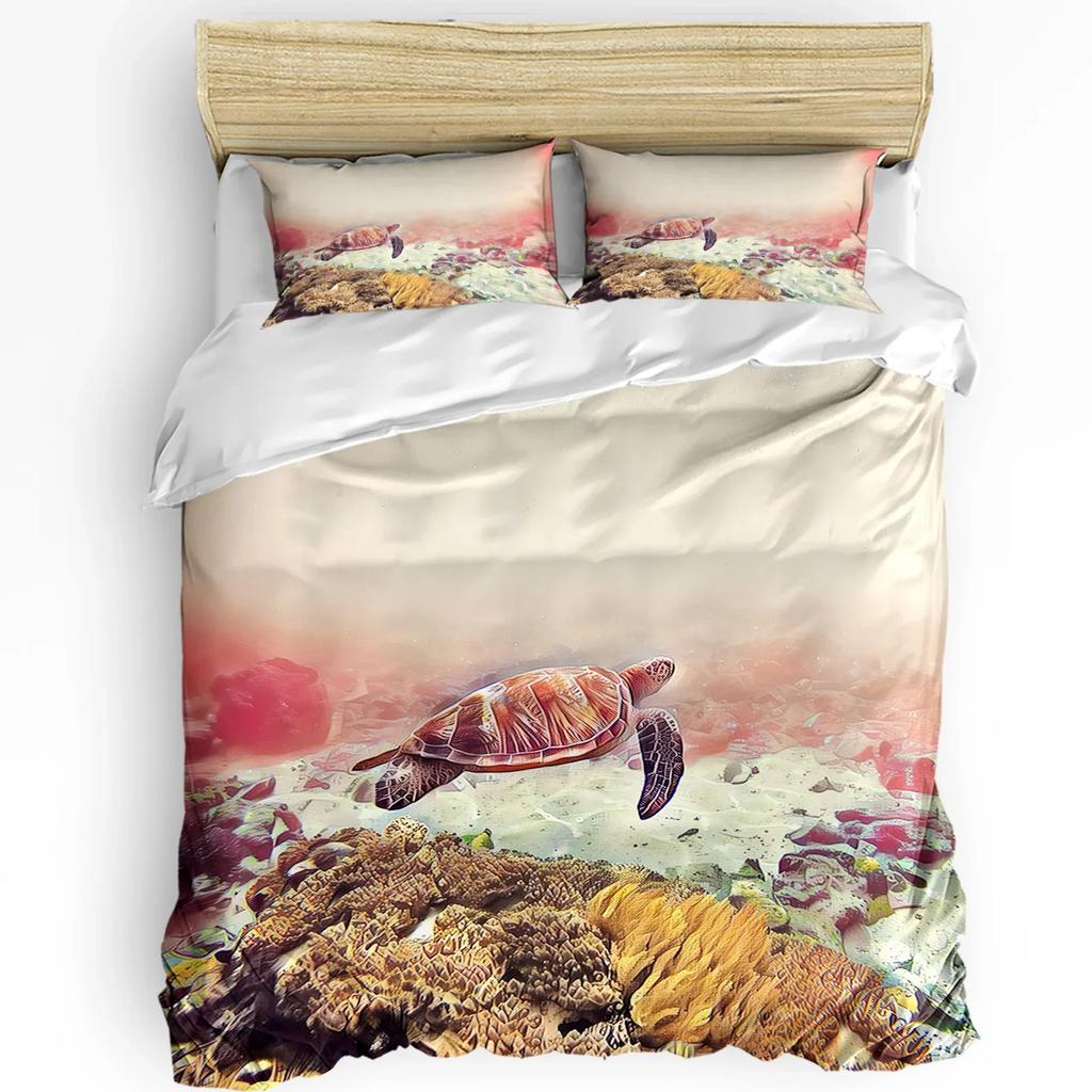 Blue Marine Coral Shells Starfish Duvet Cover With Pillow Case Custom 3pcs Bedding Set Quilt Cover Double Bed Home Textile