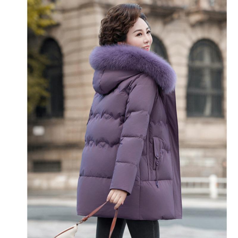 

Padded mother s new thickened medium and long winter padded clothes, winter coats, medium and old padded jackets, women s clothing L фиолетовый