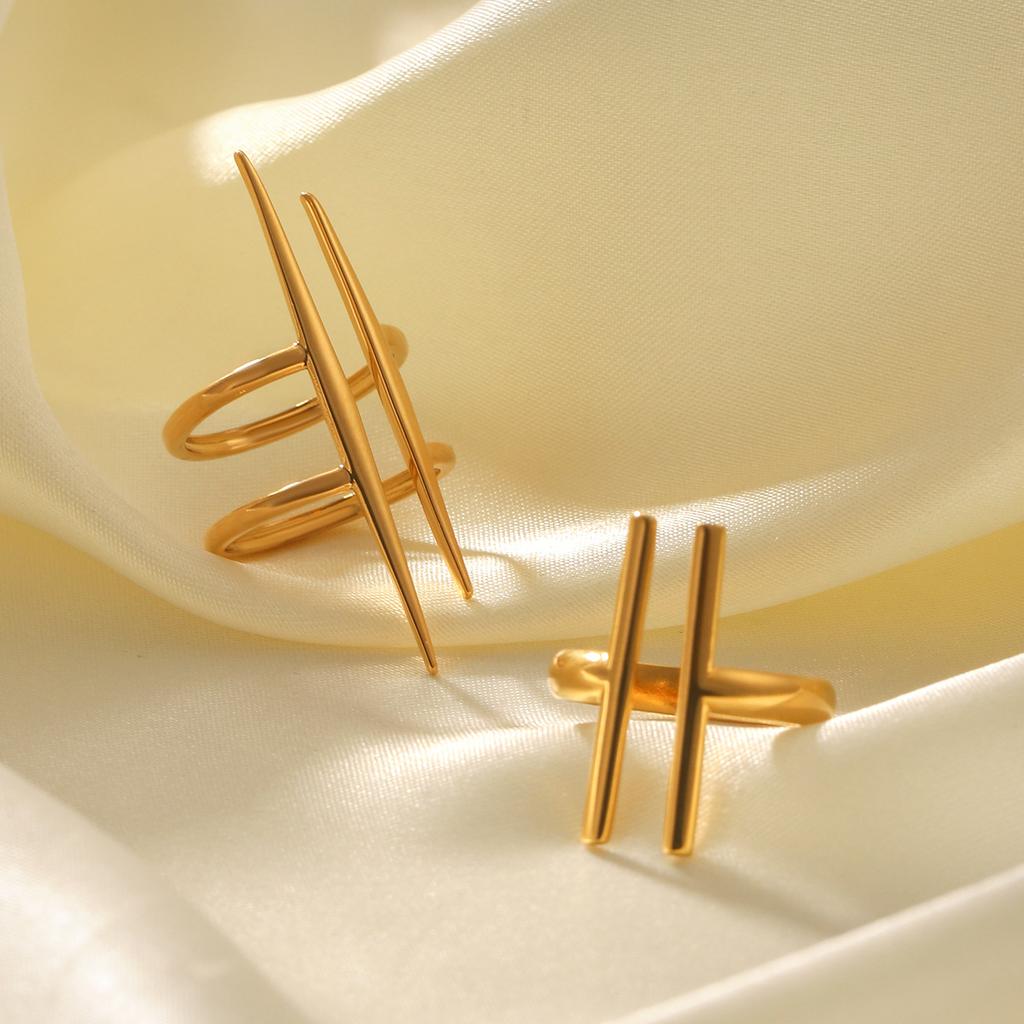 Euro-American style stainless steel open ring, niche design irregular titanium steel ring, non-fading finger ring
