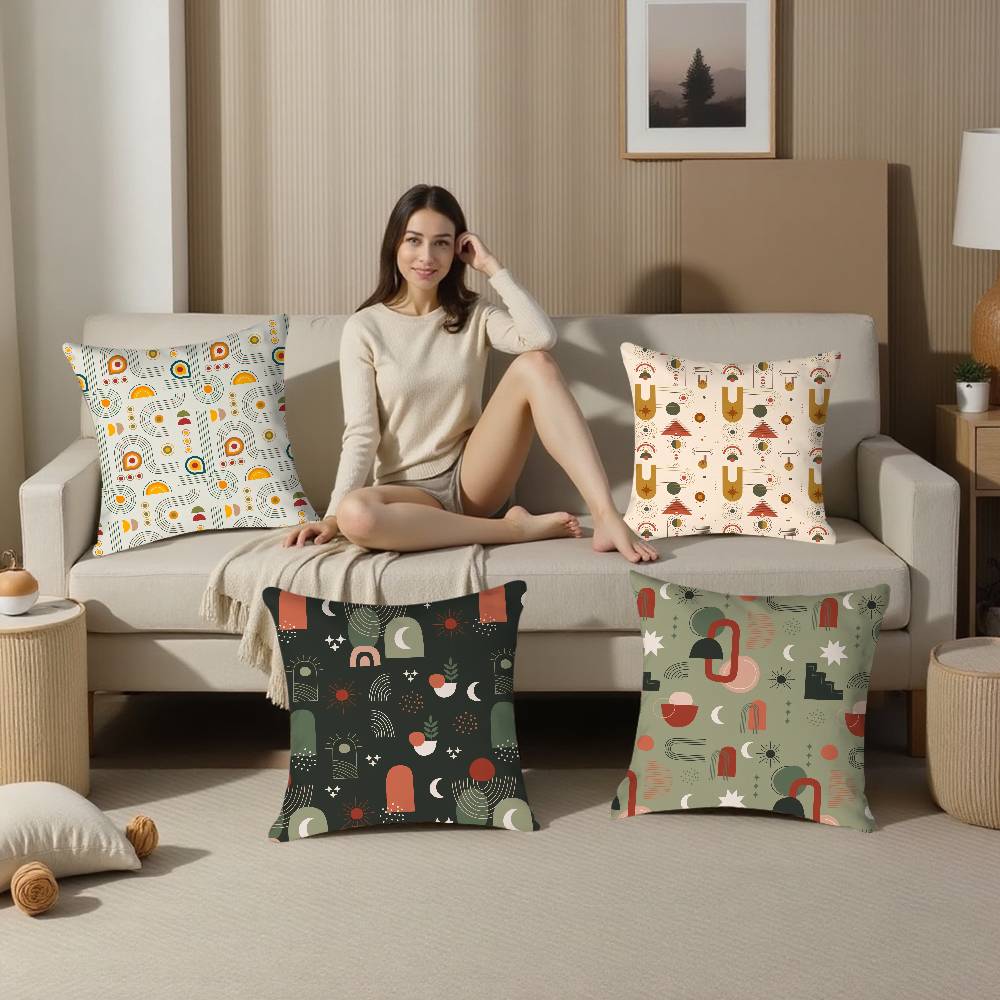 Boho Plant Nordic Pillow Case Plush Fabric Soft Double Sided Print Sofa Cushion Cover Throw Pillow Covers