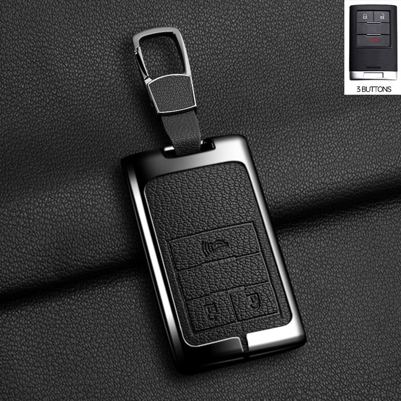Zinklegierung Leder Autoschlüsselhülle Schlüsselanhänger Abdeckung für Chevrolet C7 Corvette Cadillac DTS SLS SRX XLS STS Escalade CTS ATS 28T CTSV XTS