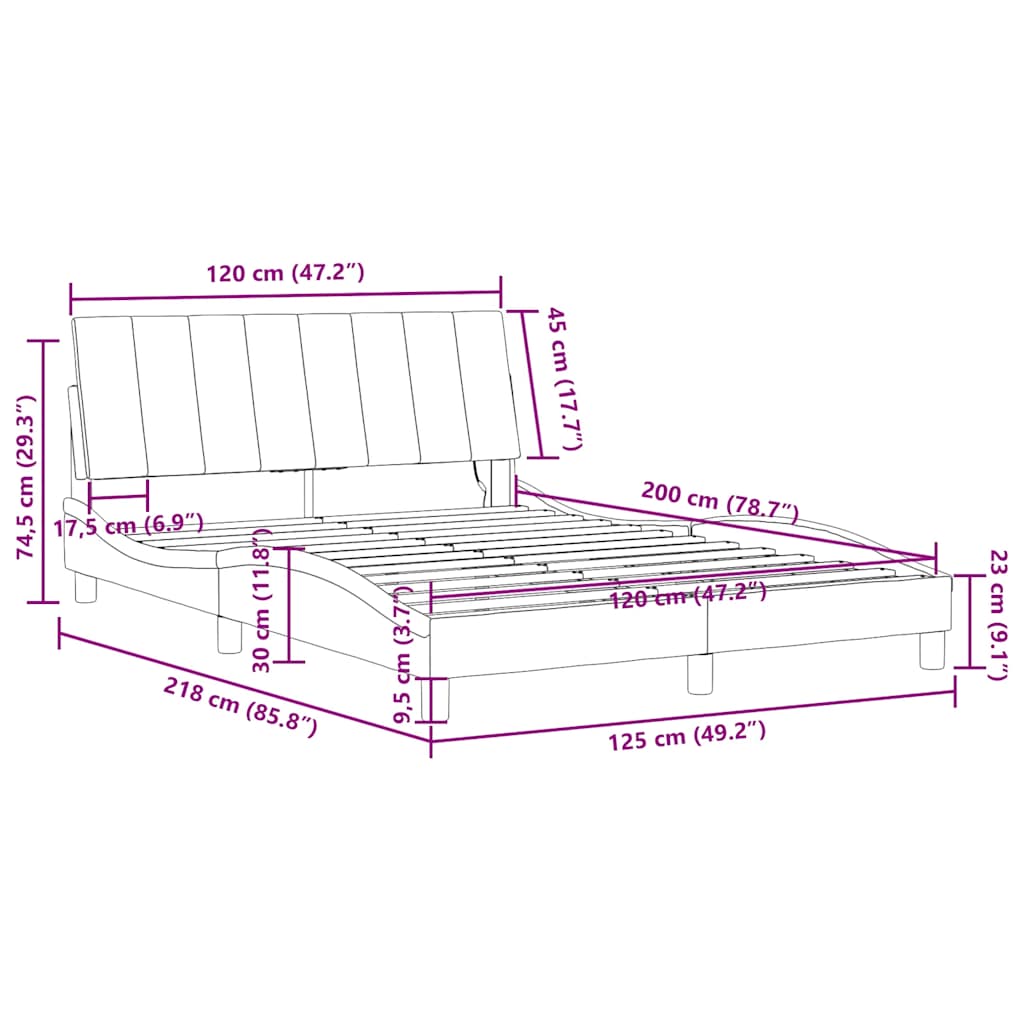 Bed Frame with LED Lights without Mattress Hanko Dark Green 120x200 cm Velvet