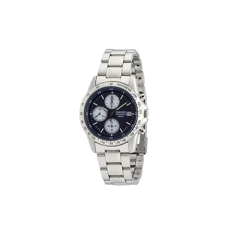 SEIKO 100 meters waterproof Quartz Steel Strap men s watch blue dial SND365PC синий