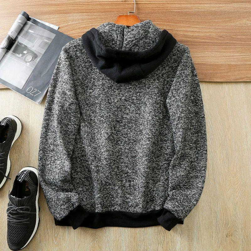 Export Order Arabesquitic Fabric Knitting Craft Export Men's Spring and Autumn Loose Casual Hooded Pullover Men's Coat Fashion