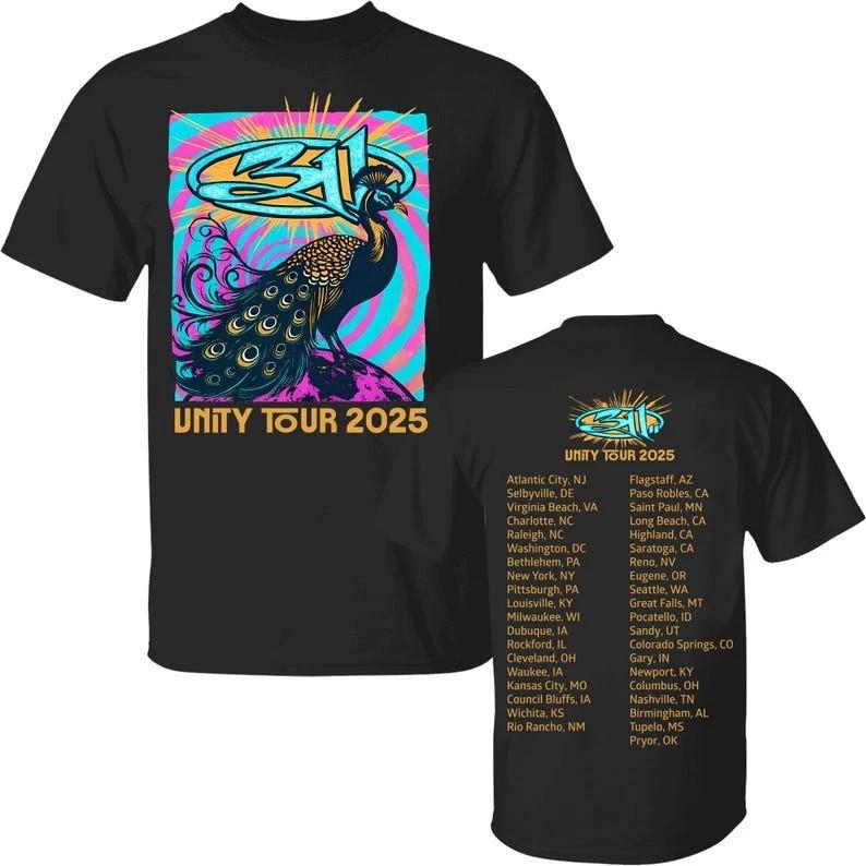 311 Band Unity Tour 2025 Black Cotton T Shirt Full Size S-5XL Unisex T-Shirt M