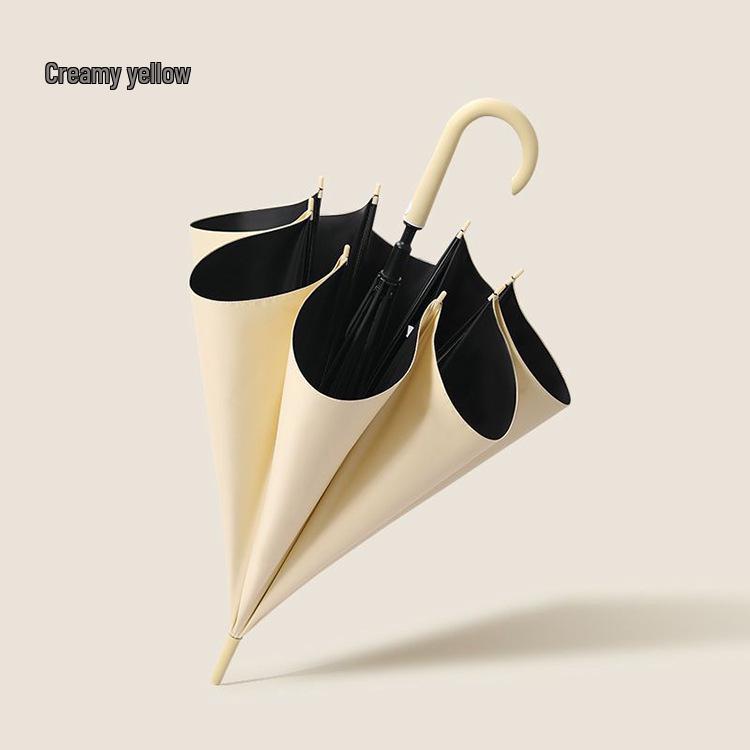 Custom Logo Automatic Umbrella with Straight and Curved Handles – Black UV Protection for Sun and Rain