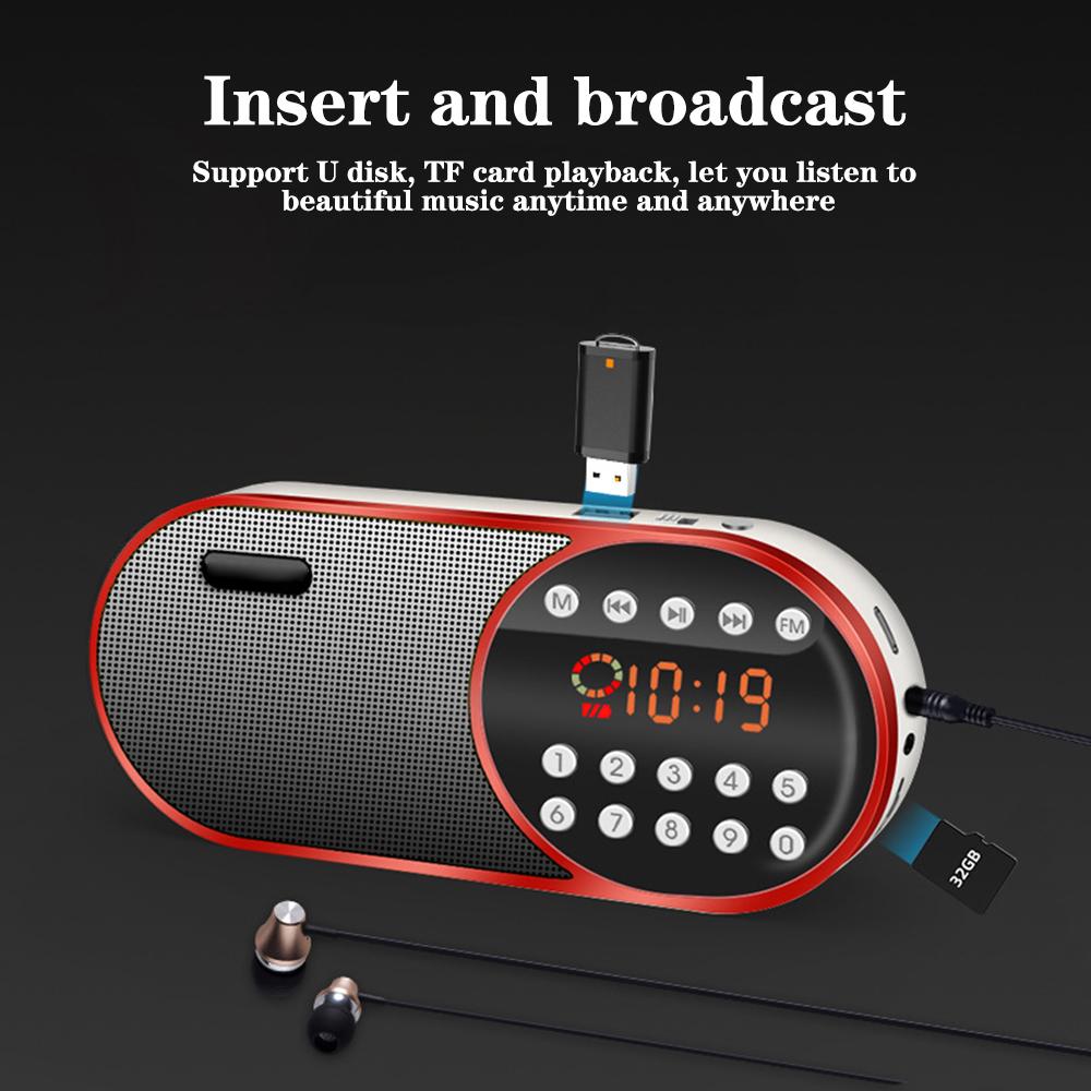 Portátil mini rádio fm sem fio bluetooth 5.0 alto-falantes tf \ usb \ led função flashling suporte 3.5mm fone de ouvido mp3 player