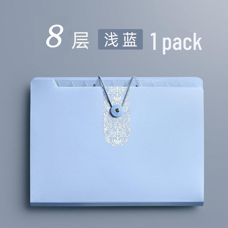 A4 Multi-Layer Student Document Organizer with 8 Compartments & Index Stickers
