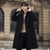 New Woolen Coat Men's Medium and Long Korean Version Loose British Men's Autumn and Winter Hooded Plaid Woolen Coat