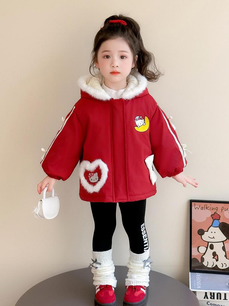 Girls' Cartoon Quilted Cotton Coat - Winter 2025 Fashion for Baby & Kids