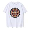 The Saint Benedict Medal Catholic Pullover Tees Camisas Men Slim Fit Mens T Shirt Printed T Shirt Cotton