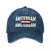 Berretto da Baseball in Cotone Lavato Vintage Amsterdam Berretto da Baseball Lavato