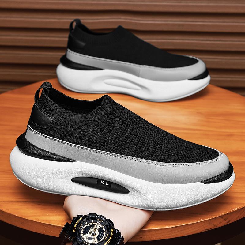 Men Socks Breathable Mesh Running Shoe Summer Sports Shoes Black Slip-On Slip-Ons Men's Casual Driving Shoe Suitable for Outdoor