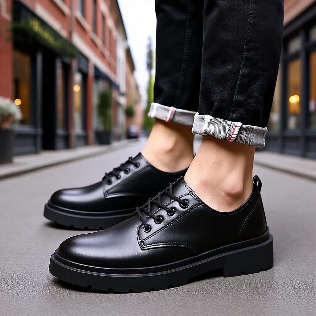 Neue Herren-Slip-on Leder Business-Schuhe: Ohne Schnürsenkel, Dicke Sohle, Perfekt für Hochzeiten und Vorstellungsgespräche. Idealer britischer Freizeitstil.