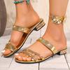 Fashion Women Slippers New Summer Flat Sandals Sparkle Rhinestone Trendy Slippers Women Beach Sparkly Dressy Shoes Slip On Slides Women