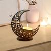 Moon Shaped Candle Holder Metal Candlestick Eid Mubarak for Hotel Party Supplies Housewarming Festival Prayer Votive Candle