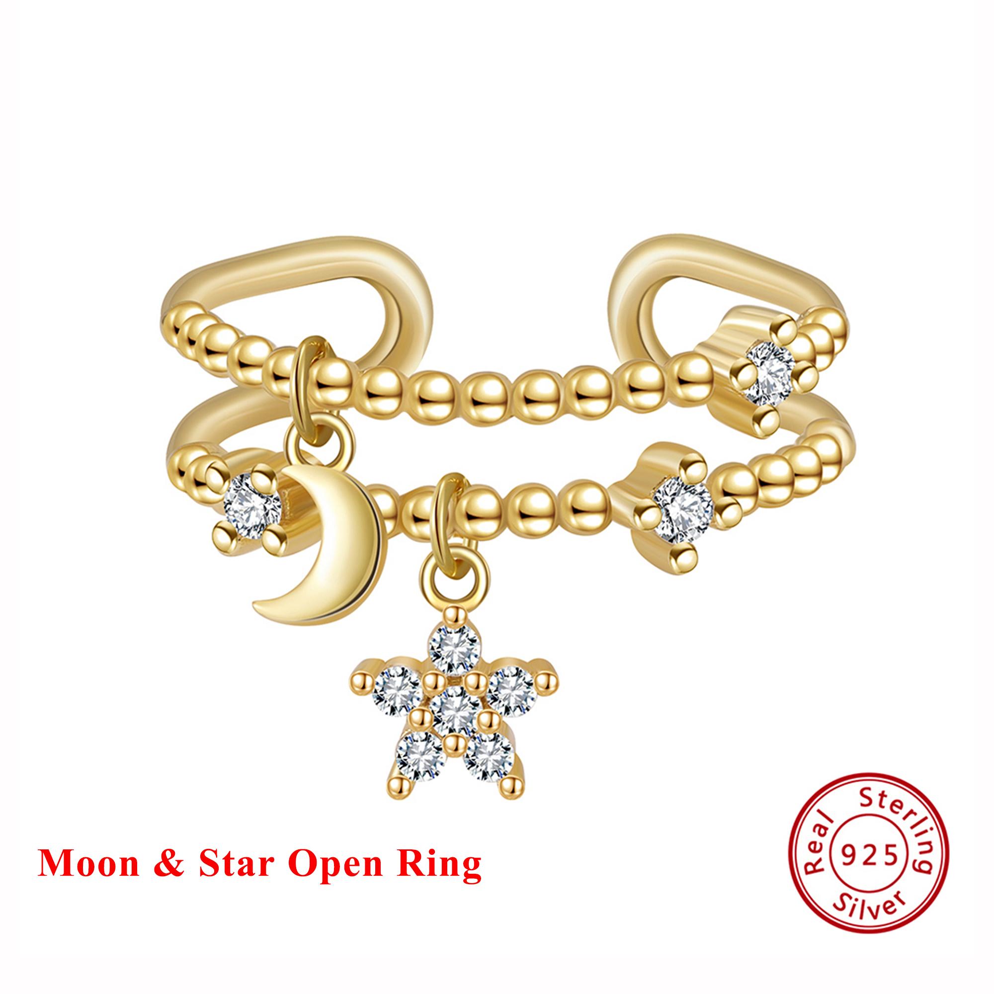 

Effie Queen Dainty Stackable Layerd Rings for Women CZ Zircon Shiny Star Ring S925 Silver Quality Versatile Jewelry Gift SR333