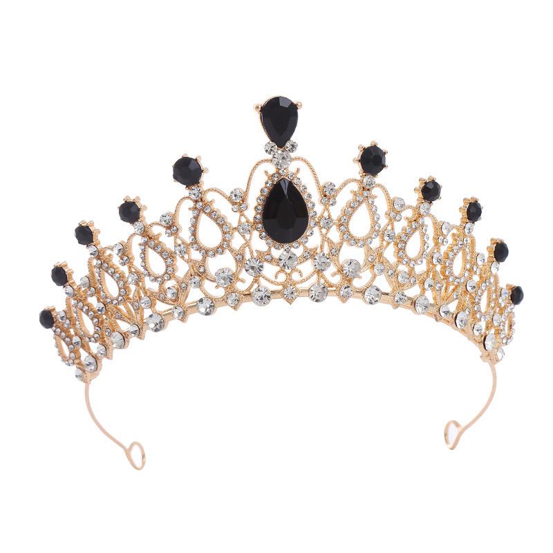 European and American Crystal Crown Water Diamond Exquisite Electroplated Metal Crown Wedding Bride  Birthday Party Ball  Hair Accessory