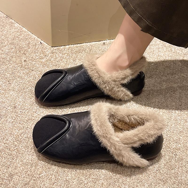 

Cotton Shoes for Women Autumn Winter New Versatile Flats Warm Plush Shoes Fashion Slip on Casual Moccasins Comfortable Size35-40 40 чорний