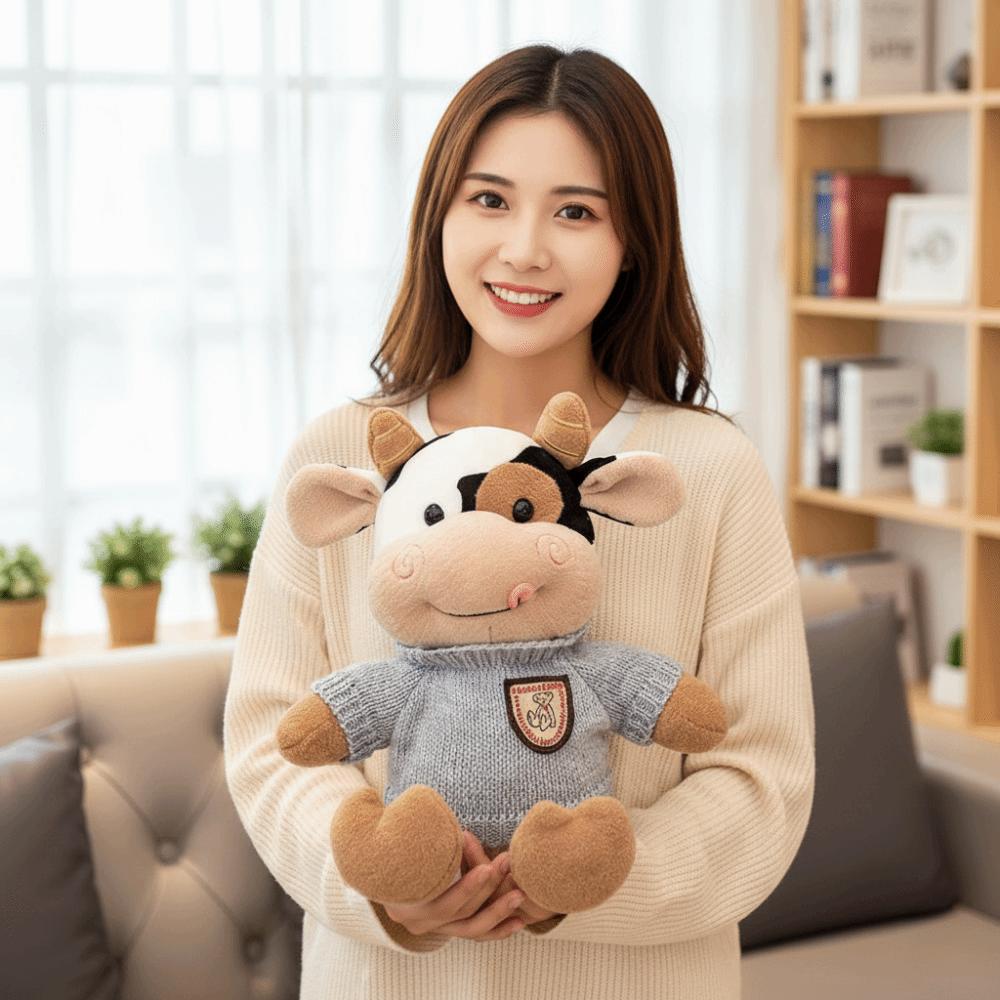 Cute Design Plush Toy Soft Material Chinese Zodiac Cow Little Cow Stuffed Cow  Girl Gift