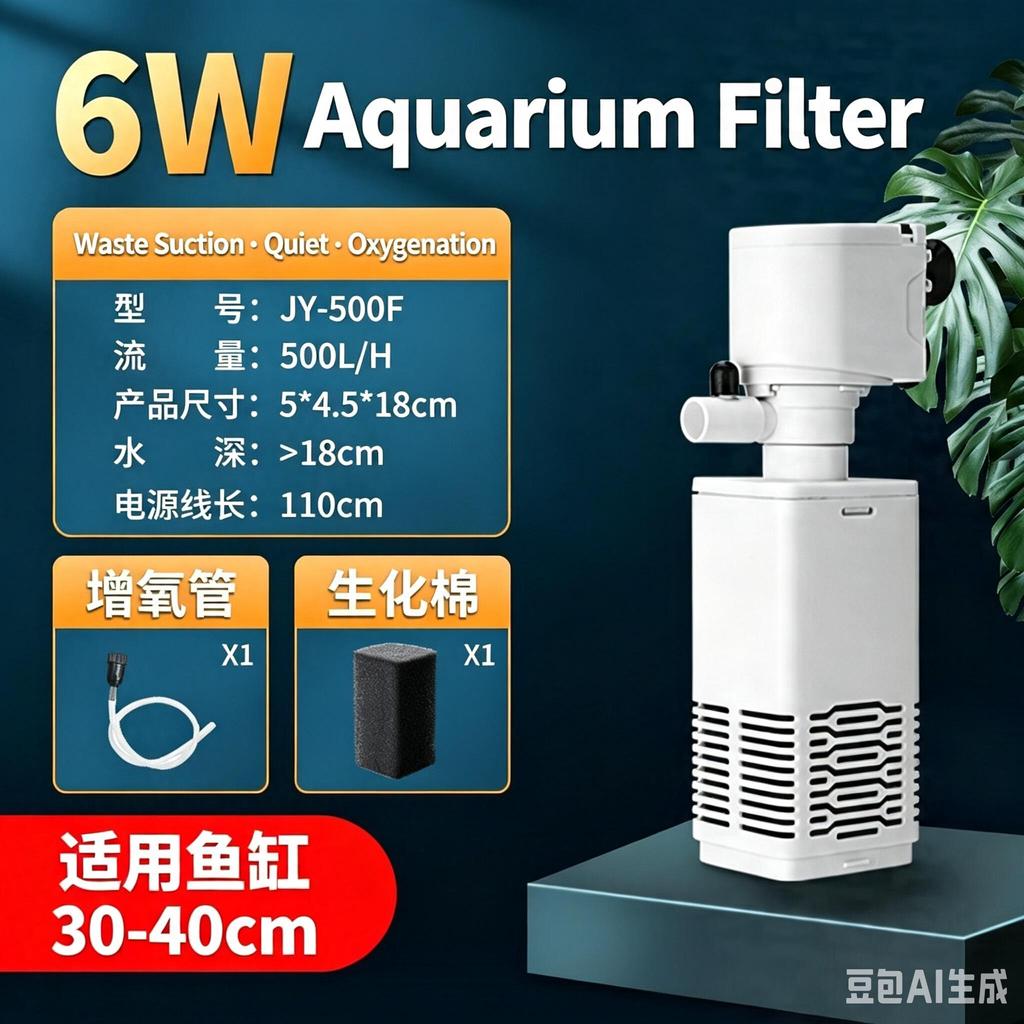 Aquarium Filter with Powerful Filtration, Oxygenation, and Wave Making