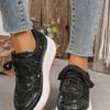 Fashion Rimocy Fashion Glitter Platform Sneakers Women Spring Lace Up Pink Sports Shoes Woman Plus Size 43 Thick Bottom Walking Shoes