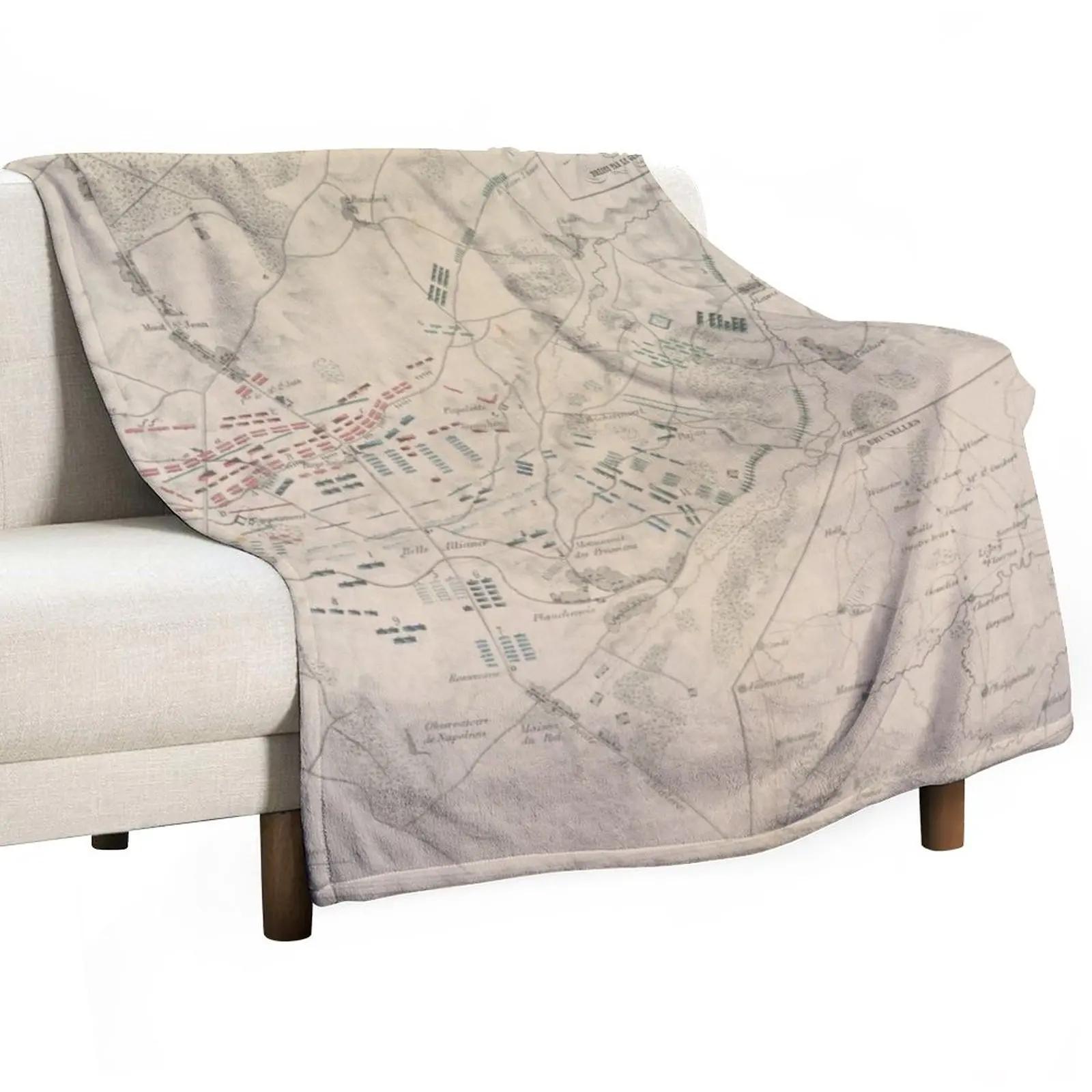 

Vintage Battle of Waterloo Map (1846) Throw Blanket throw blanket for sofa Polar blanket Soft Bed Blankets 30x40in