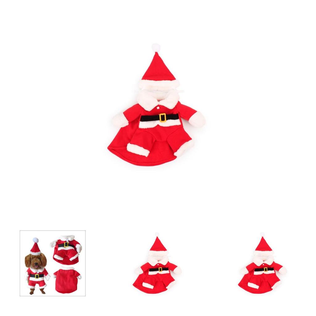 Small Dog Pet Cat Santa Claus Costume Outfit Jumpsuit Clothes Christmas For