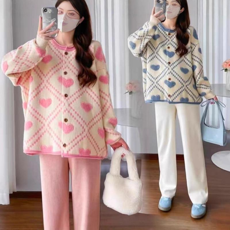 Gentle Wind Soft Waxy Love Crew Neck Sweater Cardigan Women's New Autumn Loose Sweet Knitted Coat Top