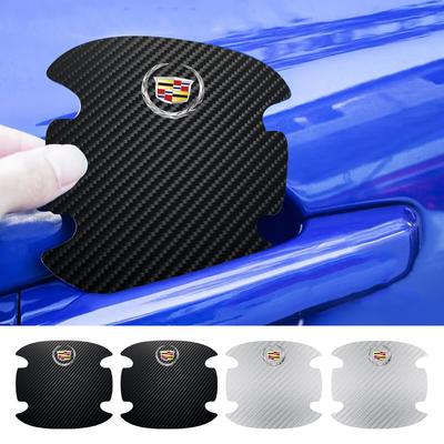 4pc Carbon Fiber Car Door Bowl Protection Sticker Door Handle Protection Film for Seville XT4 CT4 CT5 ATS SLR STS EXT