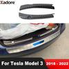 For Tesla Model 3 2018     Steel Rear Trunk Bumper Cover Trim Car Tailgate Door Sill Plate Guard Pad Accessories