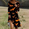 Long  Sleeve Dress For Women Casual Loose Fit Print Dress With Pockets