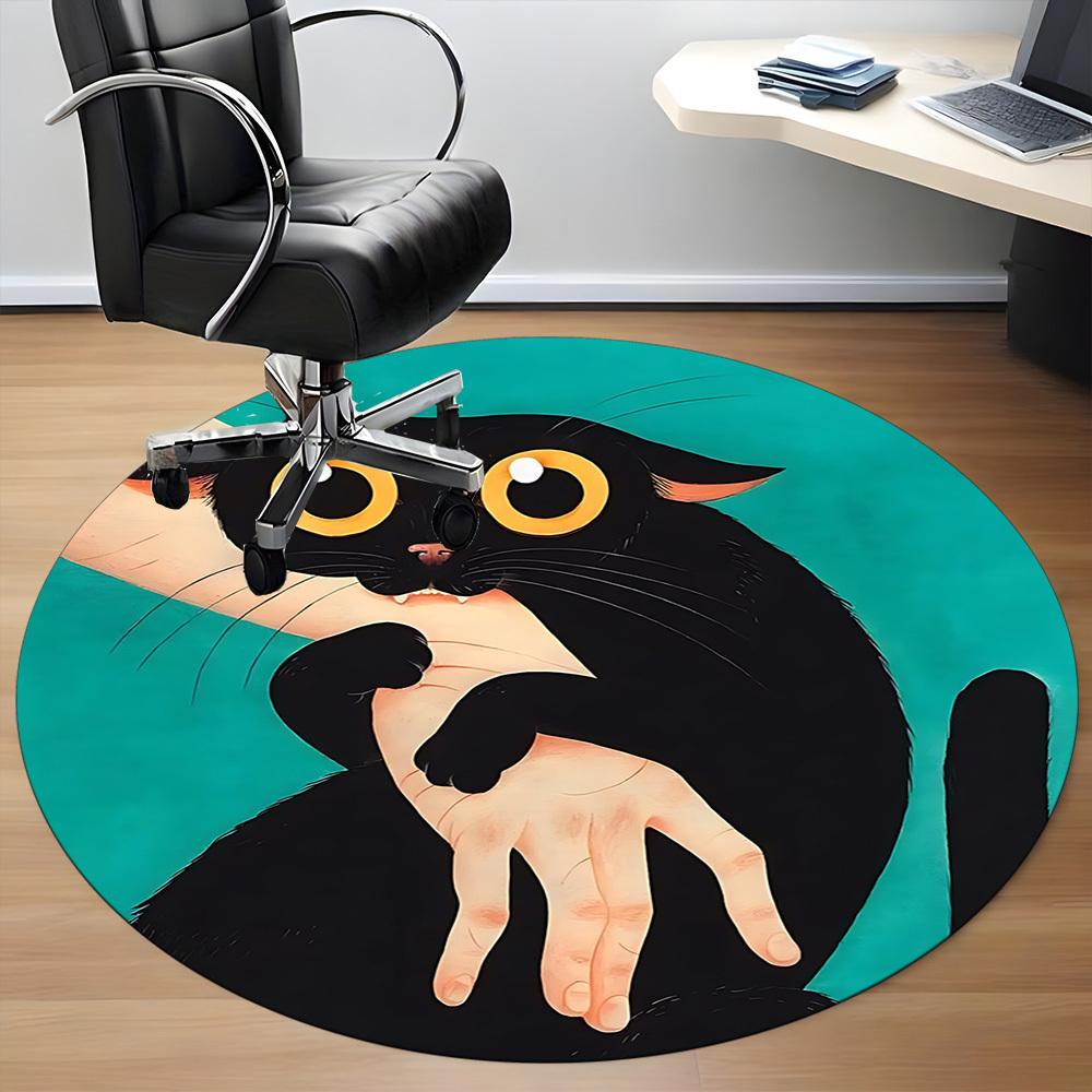 1pc Cat Pattern Office Round Area Rug, For Office, Laundry Room, Bedroom, Living Room, Under Office Chairs, Home Decor, Home Decor, Non-Slip