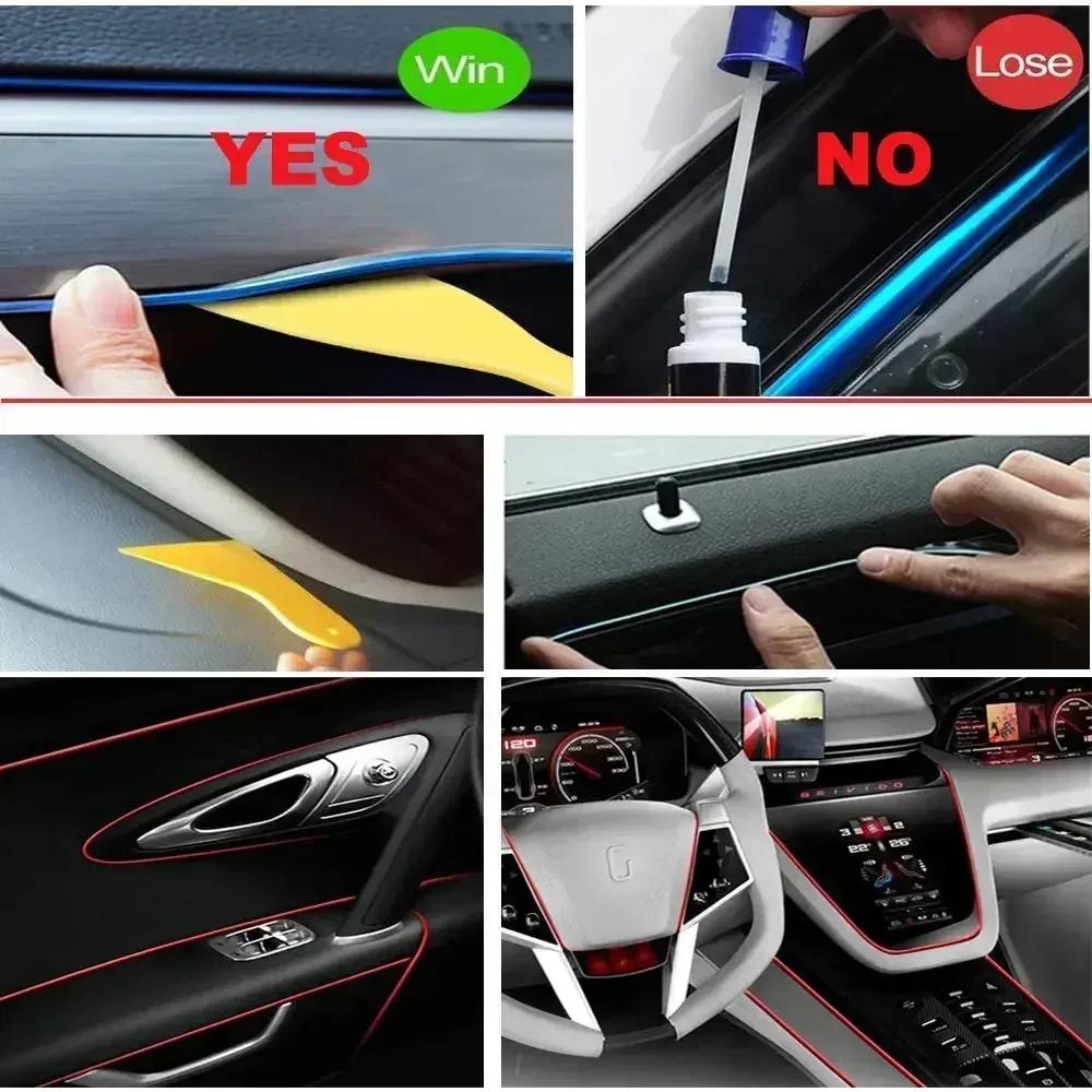 1M/3M/5M Car Interior Led Decorative Lamp EL Wiring Neon Strip For Auto DIY Flexible Ambient Light Party Atmosphere Diode
