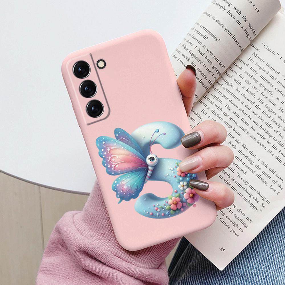 Phone Case Women For Samsung Galaxy S21 FE S22 Plus Girls Bumper Cover Colorful Letter Flower Butterfly Love samsang s22 Ultra