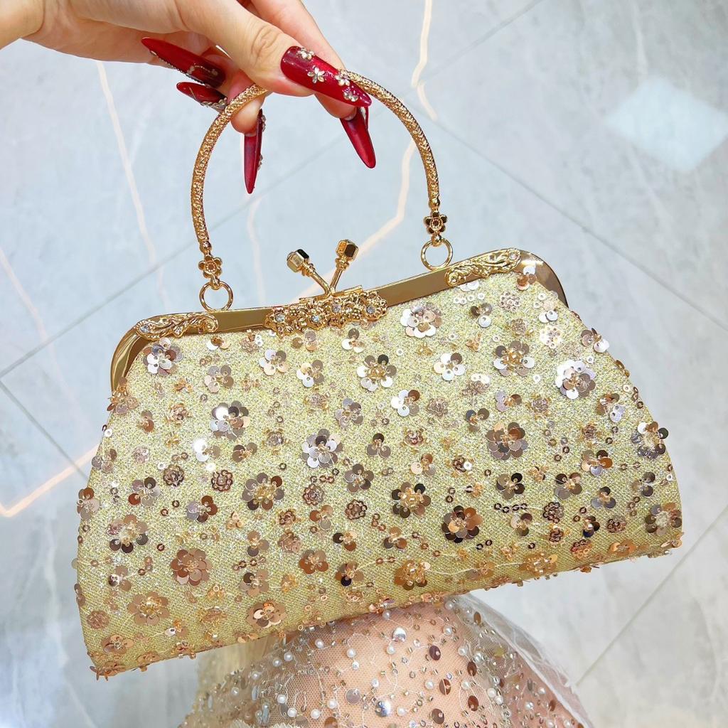Handmade Diamond-set Clutch Bag, Formal Dress Bag, Single-shoulder Cross-body Handbag