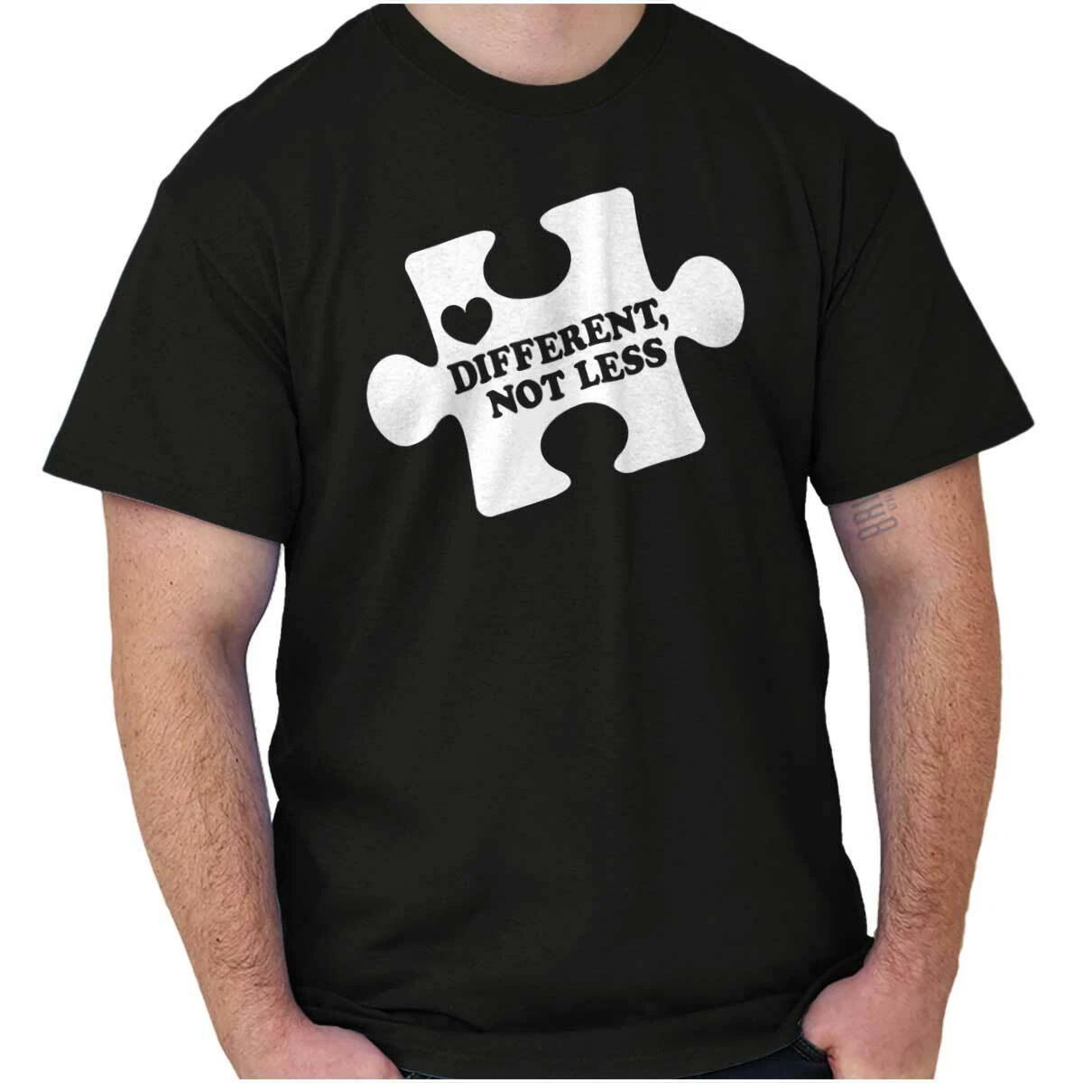 Different Not Less Autism Awareness Support Womens or Mens Crewneck T Shirt Tee L