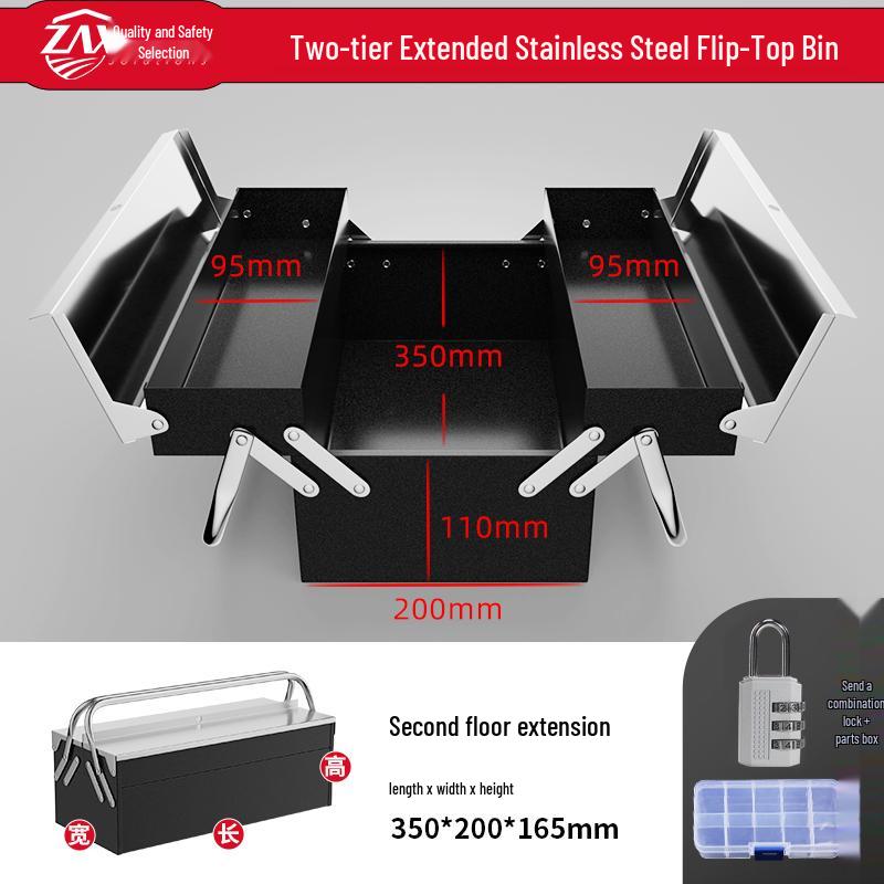 Three-Layer Multi-Functional Stainless Steel Tool Box for Home and Industrial Use