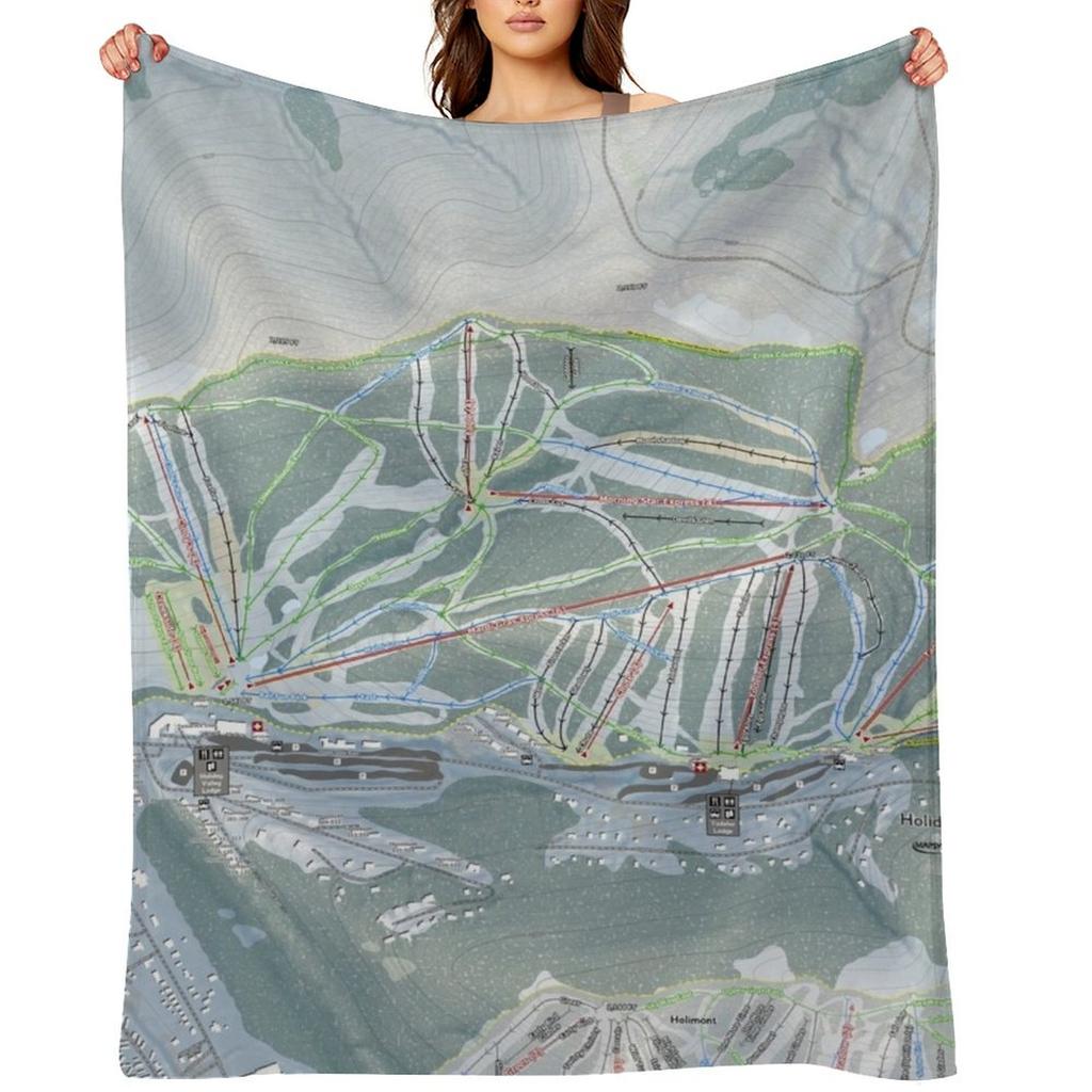Holiday Valley Resort Trail Map Throw Blanket bed plaid Cute Bed Fashionable Beautifuls Blankets